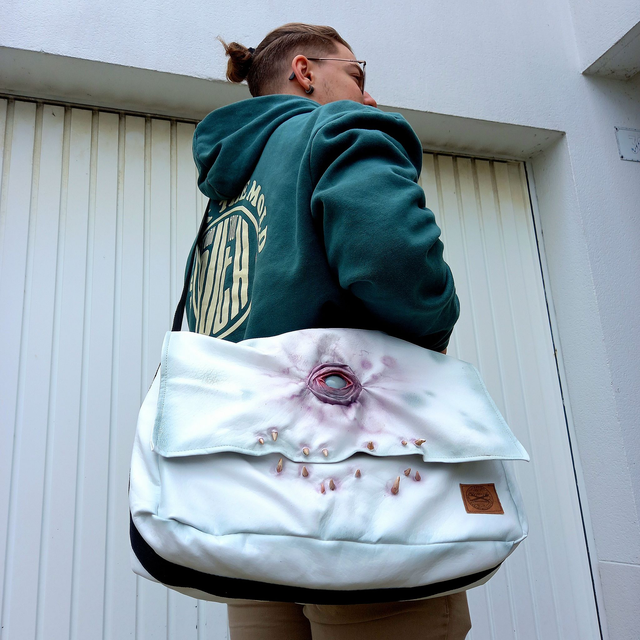 Sac besace - monstre blanc 