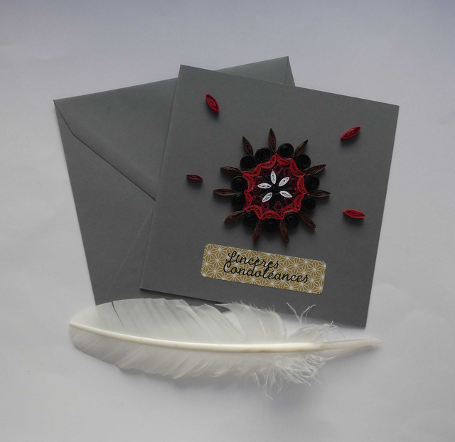 Sincères condoléances en quilling artisanal