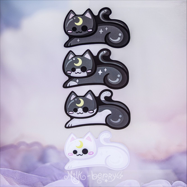 Pinces à cheveux Chat Kawaii Noir et Blanc