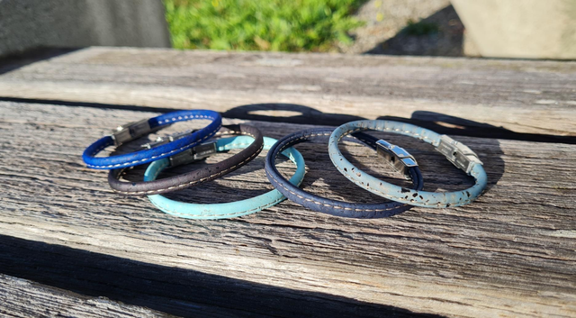 Bracelet "Prima" en liège cousu 1côté unisexe(divers coloris)