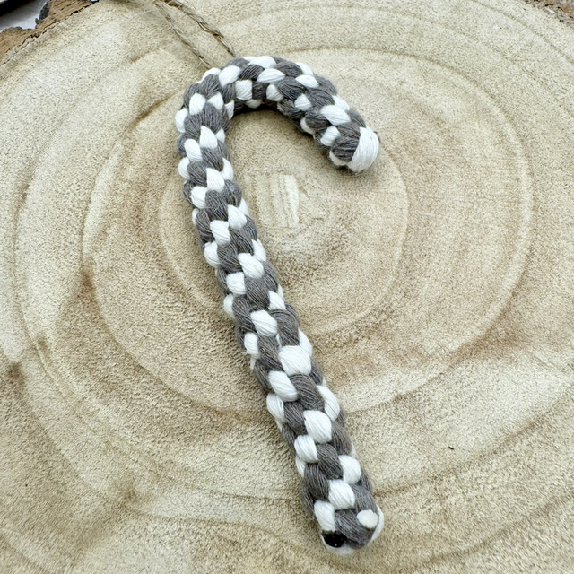 Mocha & Natural Macrame Candy Canes 