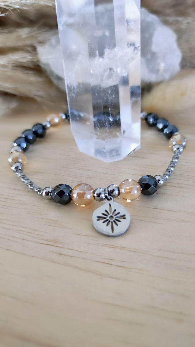 Bracelet "Confiance en soi" Hématite facettée