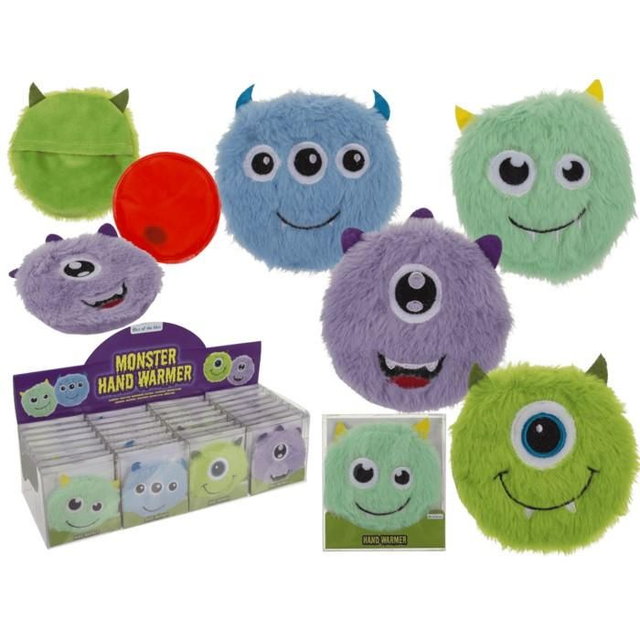 Out-of-the-blue Monster-Shaped Hand Warmer With A Soft Plush Cover Size 11 X 15 Cm 4 Assorted Colors#10/5346