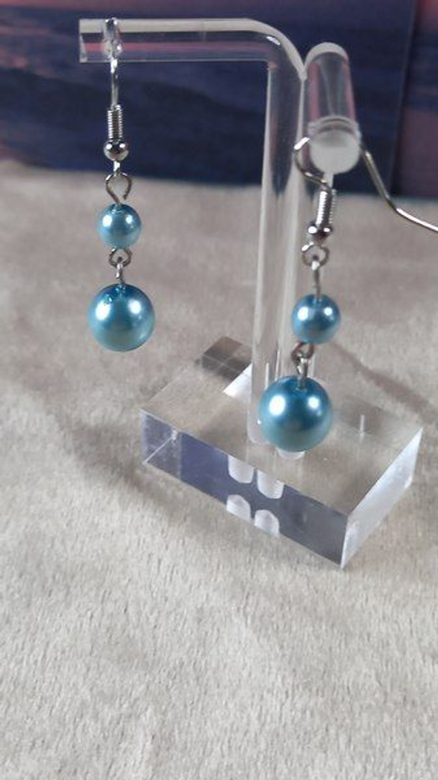 Boucles d’oreilles “Renaissance bleu grisé” — Acier inoxydable