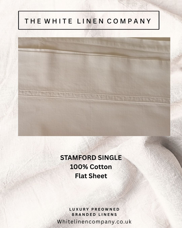 WILLOW OR STAMFORD - WHITE 100% Superior Cotton SINGLE Flat Sheet