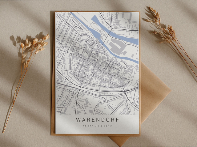 Warendorf Altstadt Stadtkarte | Druck | Postkarte