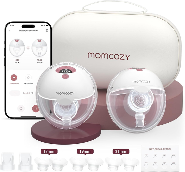 Momcozy M5 Milchpumpe Elektrisch, App-steuerbar (2er Pack, Rot)
