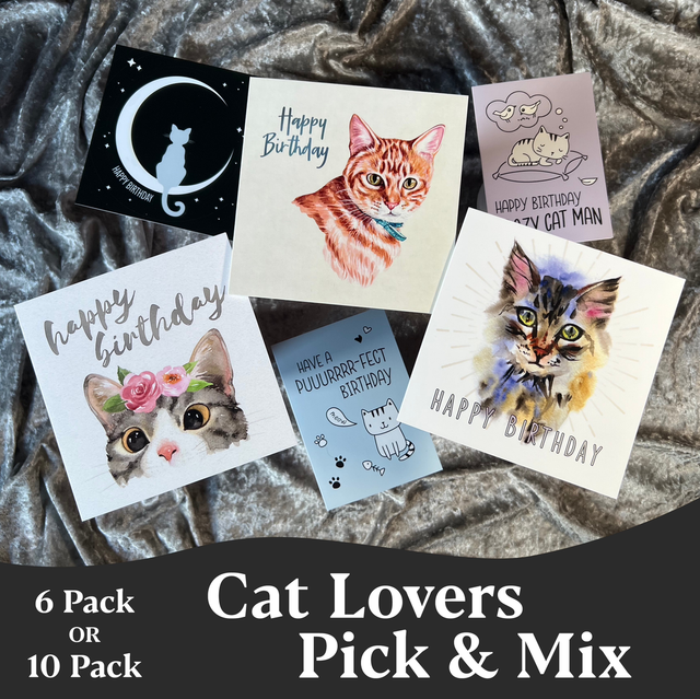 Cat Lovers Pick & Mix Greeting Card Selections | 6- or 10-Pack