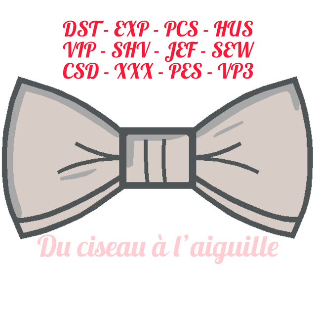 fichier broderie noeud papillon - 2 Tailles en cadre 10x10 / 12 Formats