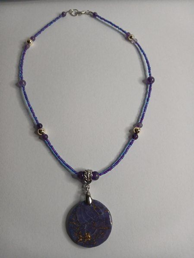 Collier safira avec perles améthyste  