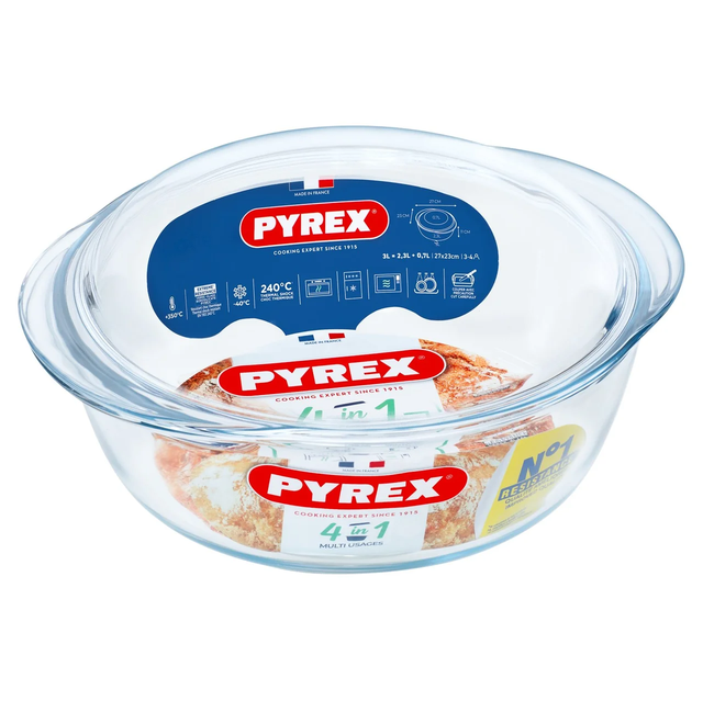 Pyrex Essentials Round Covered Casserole Dish 3L