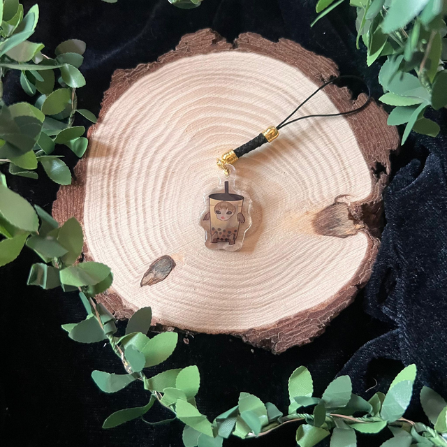 Phone Charm Gato comida // Bubble tea