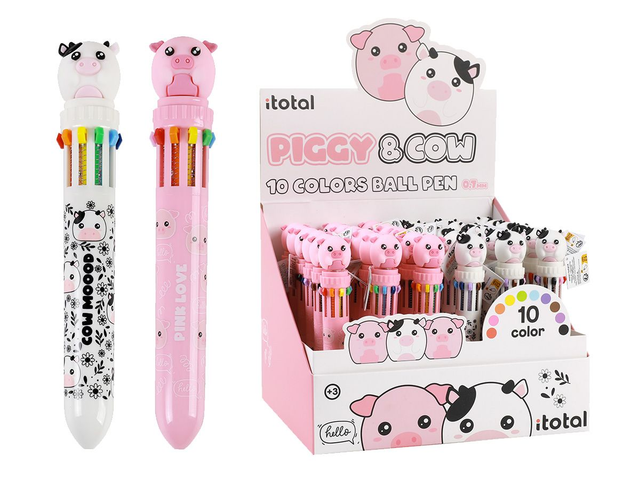 Penna 10 Colori itotal con Topper 3D – COW &amp; PIGGY