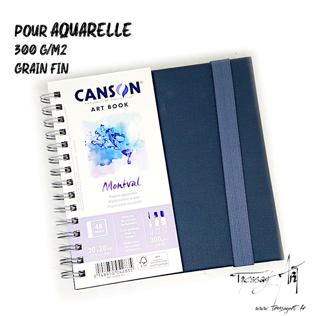 CANSON - CARNET SPIRALE MONTVAL AQUARELLE 20x20 - CA012