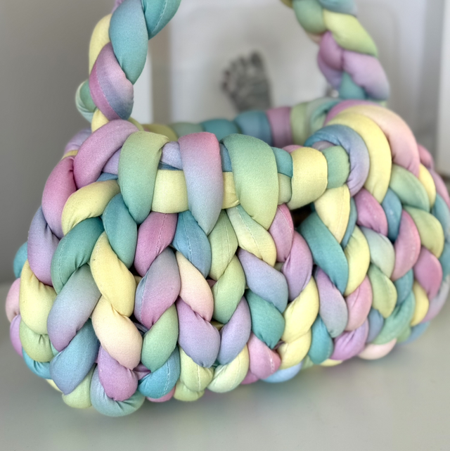 Autumn must have - Small Hand Knitted bag - pastel mix 