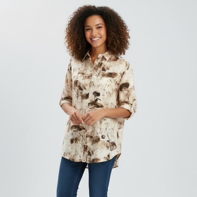 Chemise Longue Imprimée Nature - Beige/Marron ou Gris « Confort &amp; style « 