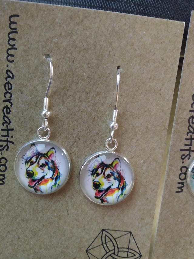 Boucles d&#039;oreilles cabochons chien 