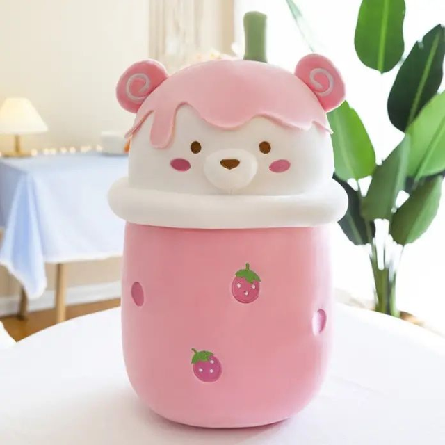 Bear Boba Bubble Tea Plushies Pink 30cm / 11.8in.