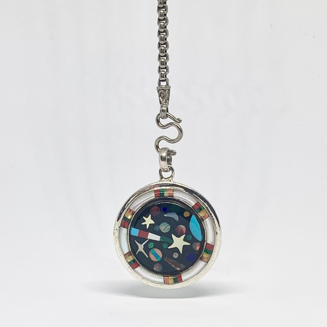 Pendentif Galaxy WHITE NACRE 10 argent massif et pierres naturelles 