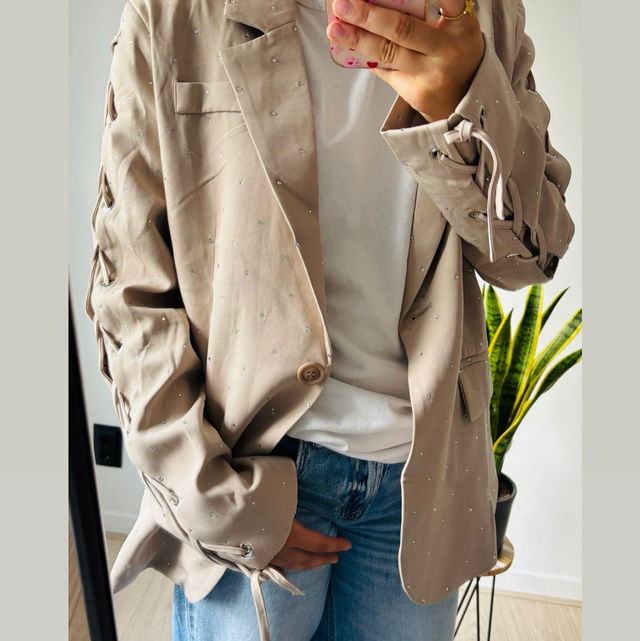 Glitter blazer beige 