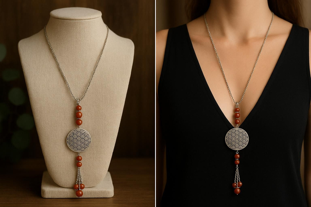 Sautoir Cornaline – Énergie & Rayonnement