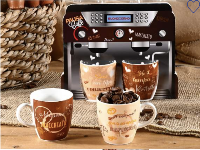 Conf. a macchina del caffè con 2 tazzine 70 ml in porcellana