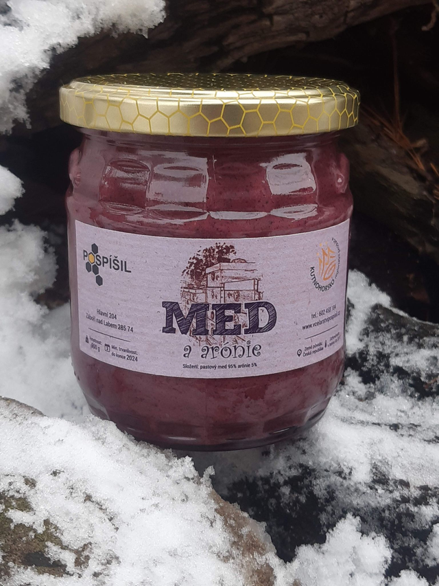 Med a arónie - pastový med s arónií  (černý jeřáb) 500g 