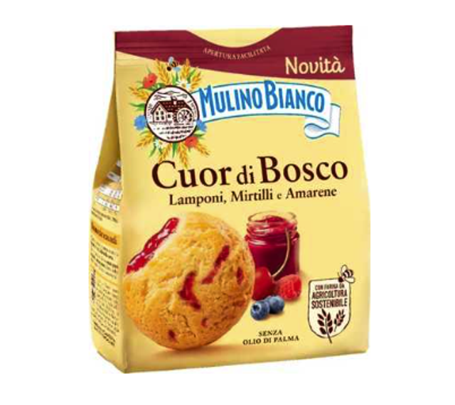 Mulino Bianco - Cuor di Bosco -Erdei gyümölccsel töltött puha keksz 330g