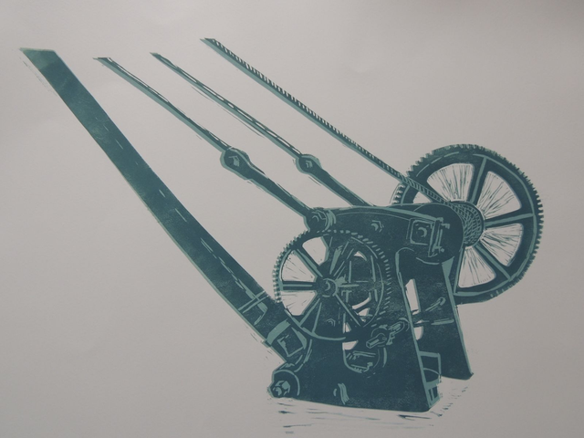 Dockyard Crane - linoprint