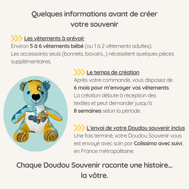 Doudou Souvenir personnalisé – Créé à partir de vos vêtements