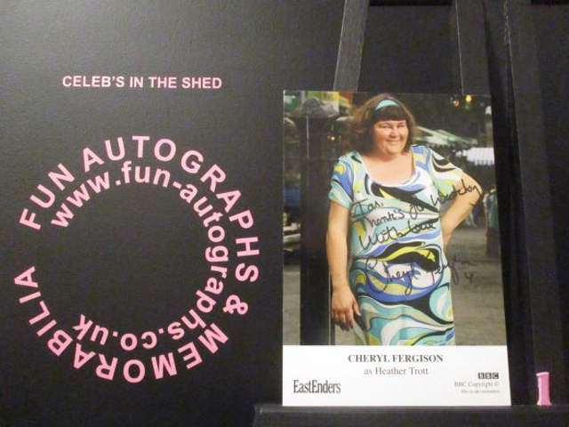 Cheryl Fergison (Heather Trott) Authentic Autographed EastEnders 6x4 Cast Card (1)(Personalised To Ian)