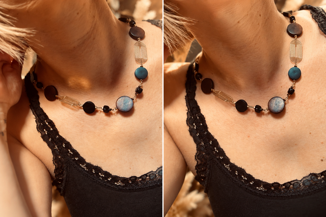 Collier MANÉ AGATE NOIRE