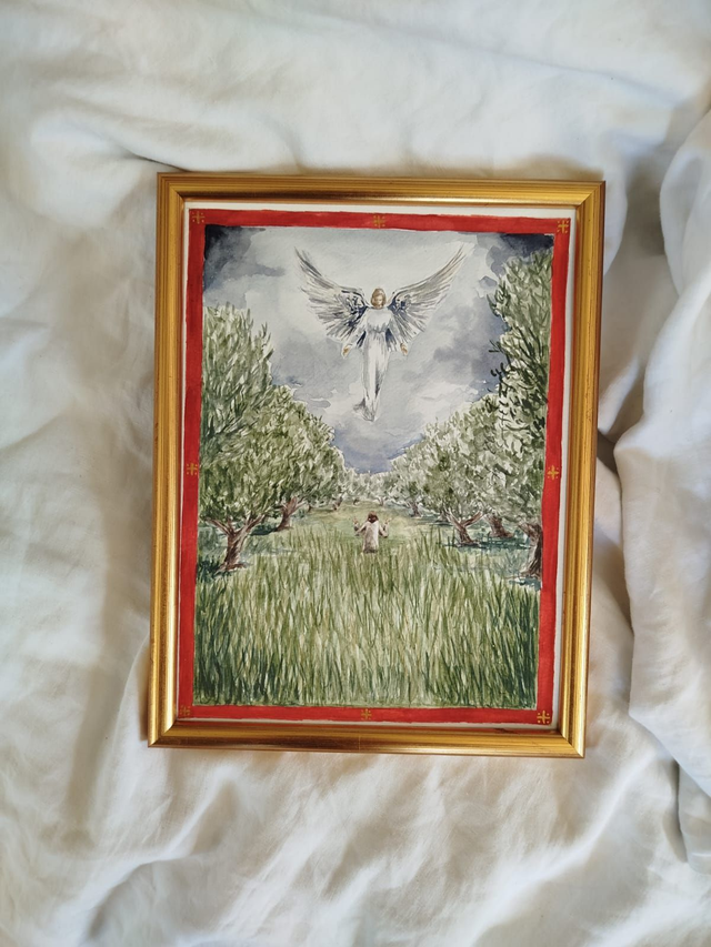 Aquarelle Original de l&#039;agonie à Gethsémani .