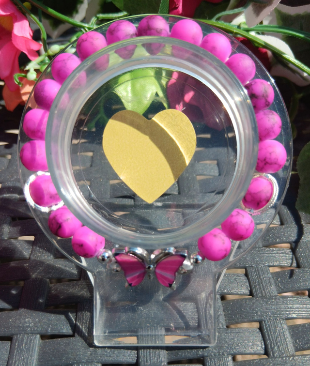 Bracelet papillon, perles effet œil de chat