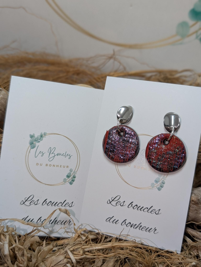 Boucles d'oreilles Anti Gaspi bordeaux ag157