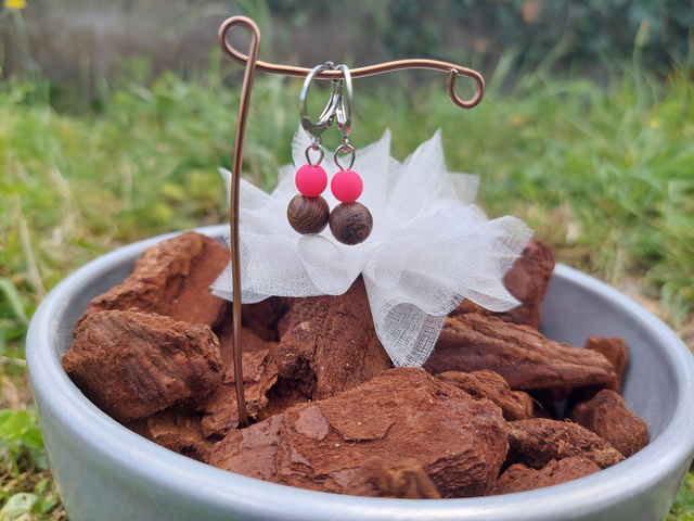 Boucle d'oreille pendante Pierre &amp; Perle