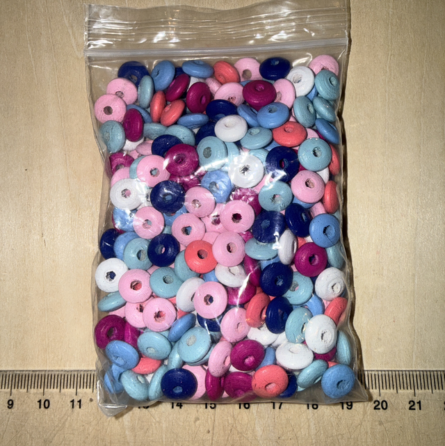 Lot env 300 perles bois lentille 10 mm