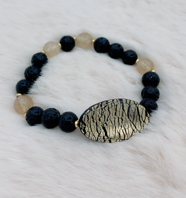 Bracelet "Eclat Naturelle" Pierre de Lave et Citrine