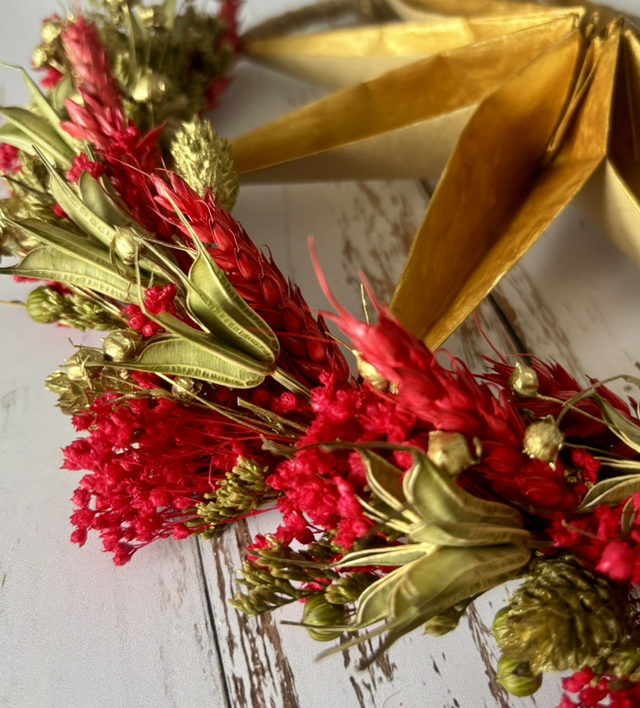 Couronne de fleurs séchées & origami - Étoilée