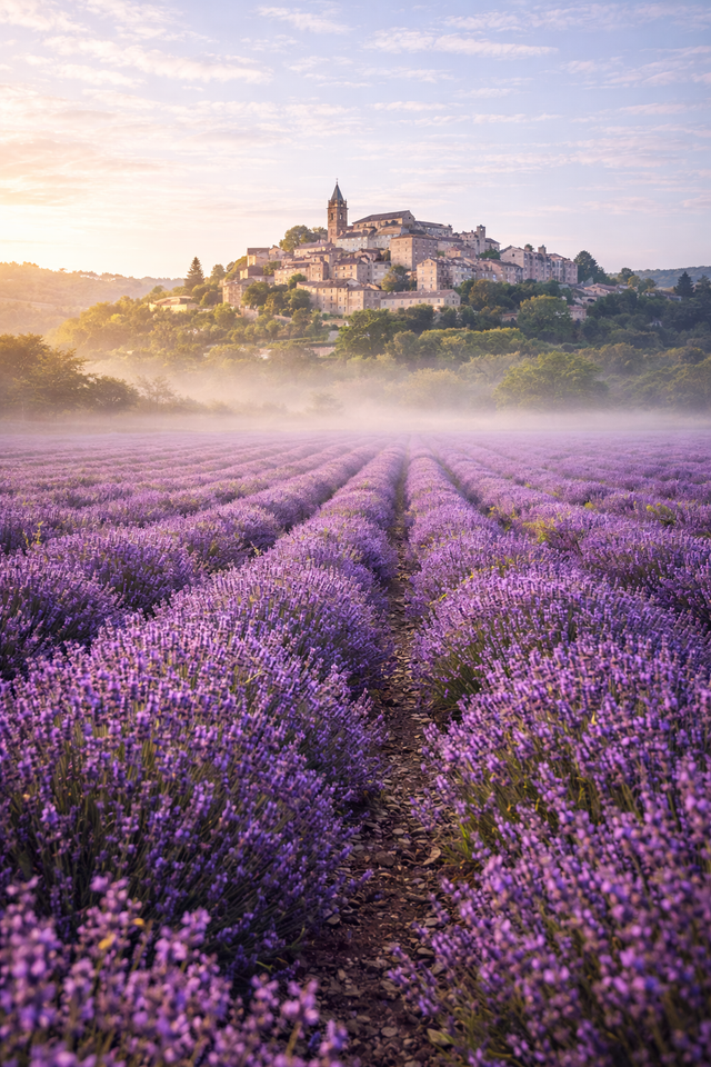 🖼️ Impression murale A4 – Champs de Lavande