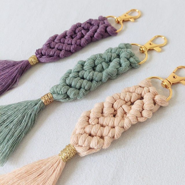 Porte-clés en macramé - fait main - coton