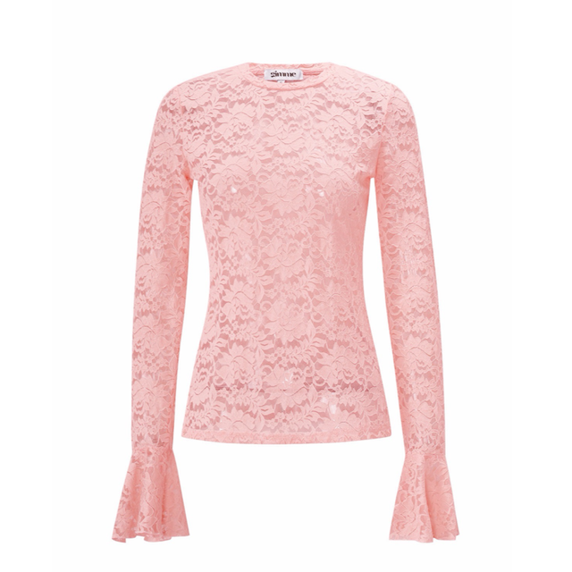 Kanten top lichtroze trompetmouw