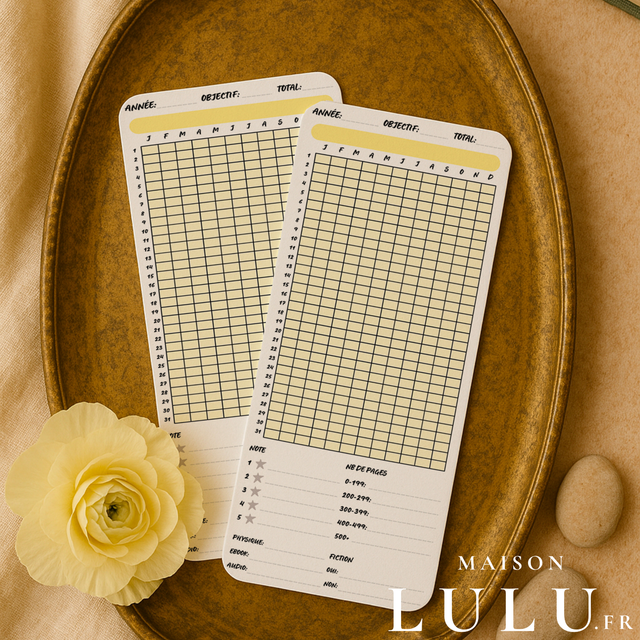 Marque page, Signet suivi lecture annuel et mensuel