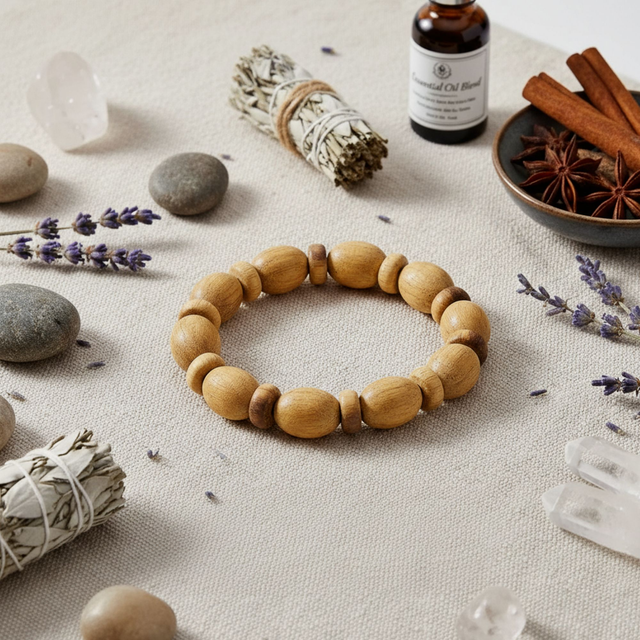 Bracciale Palo Santo Elastico Grani Ovali