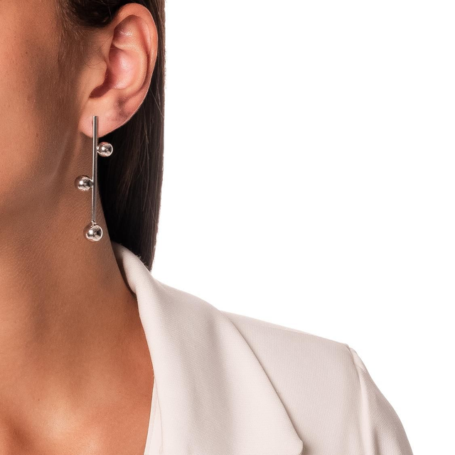 Brinco Palito Com Três Esferas