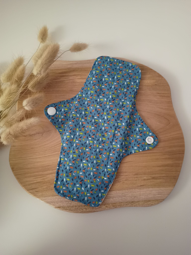 Serviette hygiénique lavable bleue (à l&#039;unité ou en lot de 5)