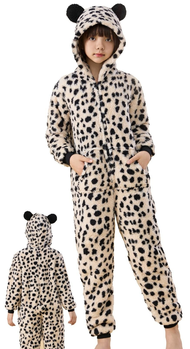 Âge de 3ans a 14 ans Combinaison polaire léopard pilou pilou enfant et junior 
