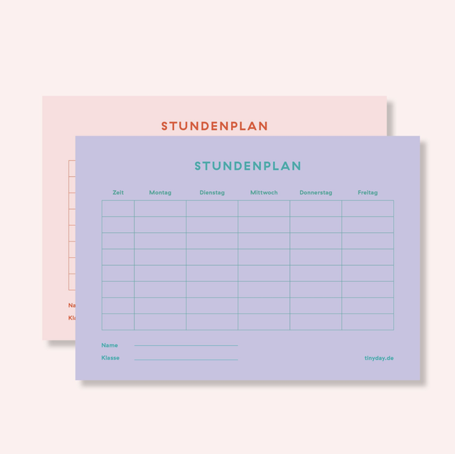 Stundenplan A5 2-seitig Flieder / rosa | Tinyday