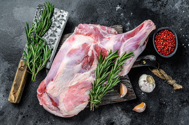 Lamb shoulder on the bone (£16.49 per kg)