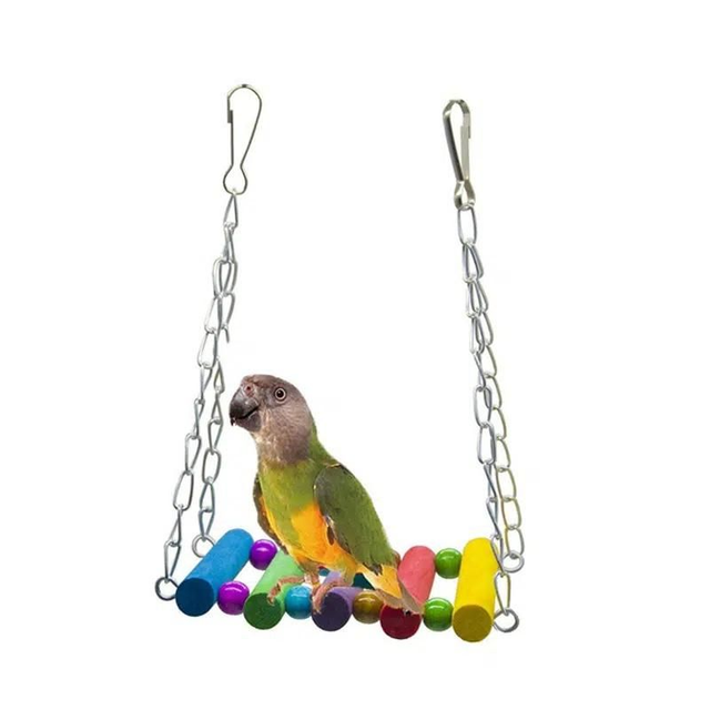Columpio para Aves con base maderas de colores